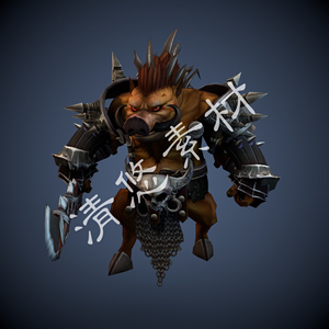 背刺野猪人半兽人3dmax c4d猪妖怪骨骼绑定带动画fbx格式模型 685