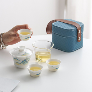 旅行茶具套装随行便携式快客杯高颜值陶瓷泡茶杯简约日式户外礼品
