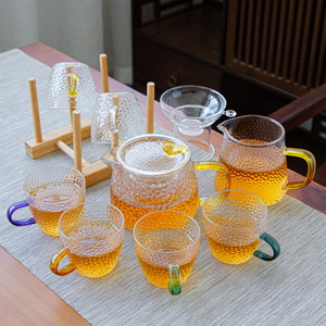 耐热玻璃茶壶过滤泡茶壶家用客厅锤纹功夫茶具花茶煮茶器茶具套装
