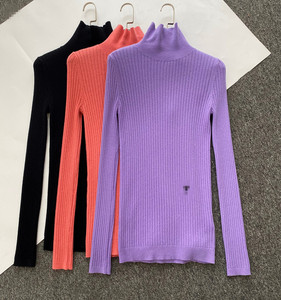 康家100%山羊绒小蜜蜂cd羊绒衫坑条高领修身打底衫内搭女保暖毛衣