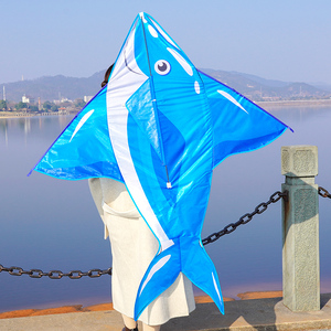 飞舞新款成人大人专用蓝色鲨鱼风筝微风易飞儿童卡通海豚鲸鱼风筝