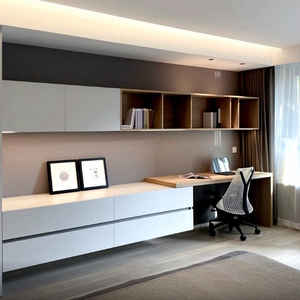 意式悬空梳妆台书桌桌斗柜组合现代简约卧室书桌收纳电视柜柜定制