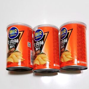可比克薯片罐装膨化食品45g*10罐零食嘴烧烤香辣番茄味原滋味
