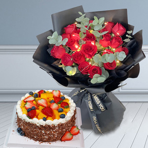 全国鲜花花束蛋糕组合生日蛋糕男女朋友妈妈礼物定制同城配送广州