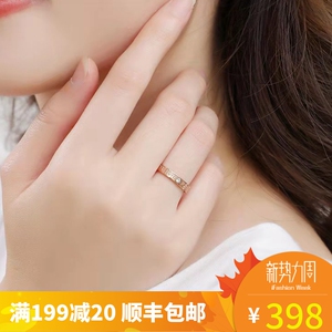 正品老凤祥纯18k金戒指男女au750彩金情侣对戒love莫桑钻2022新款