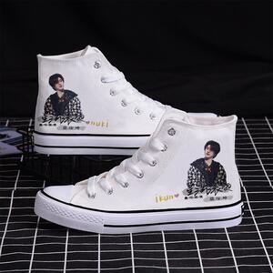 蔡徐坤帆布鞋ikun坤坤高帮休闲鞋同款应援学生女鞋定制潮流运动鞋