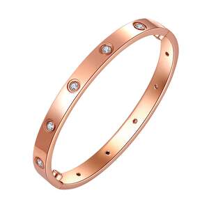 情侣一对一75018k玫瑰金au彩金手镯女男love黄金手环生之环