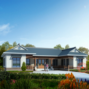 新农村一层带小院别墅新中式四合院设计图纸新款乡村自建房三合院