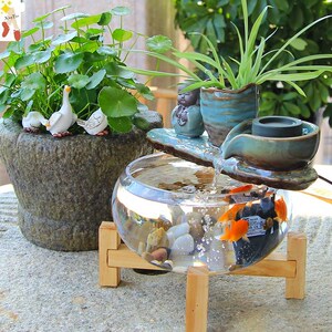 循环水流摆件鱼缸瀑布造景流水电视柜家居创意桌面盆景透明小鱼池