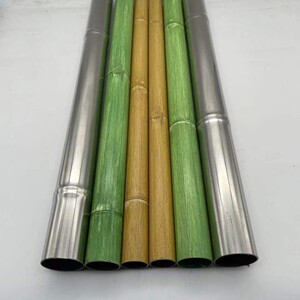 不锈钢竹节管护栏竹形篱笆栅栏装饰户外仿竹子镀锌钢管铝转竹木纹