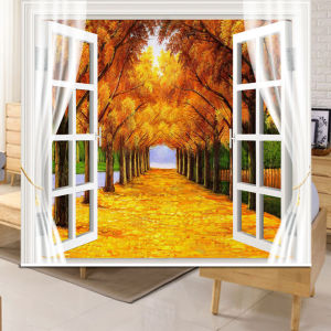 风景窗帘卷帘3d假窗风景画卷帘定制卧室窗帘客厅遮光防晒拉帘餐厅
