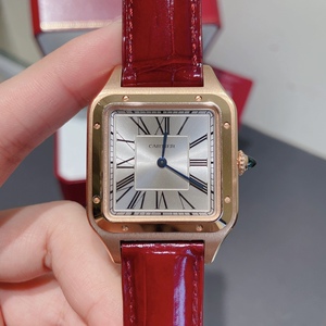 二手正品cartier卡地亚山度士系列wgsa0021方形玫瑰金石英女表