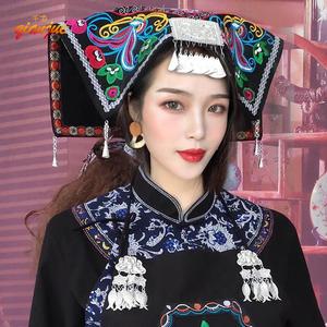 贵州少数民族风布衣苗族壮族头帕子布依族头饰女原创设计刺绣头巾