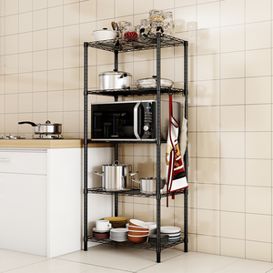 不锈钢厨房落地多层置物架调料架多功能收纳架微波炉铁架子储物架