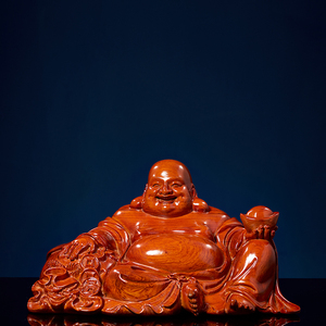 花梨木雕弥勒佛摆件坐佛实木质坐笑佛雕刻工艺品家居装饰开业送礼