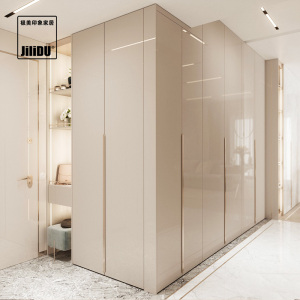 韩国lgpet轻奢肤感亮光到顶l型衣柜定制门板全屋定制简约现代衣柜