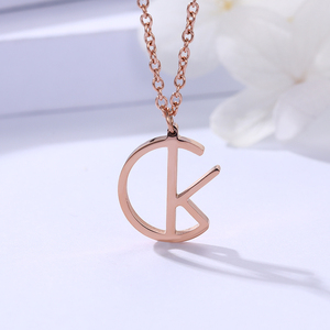 官网celenakerina新款字母小ck项链玫瑰金18k男士女士情侣锁骨链