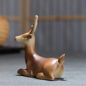 园艺配件盆景微景观陶瓷动物小摆件小鹿多肉盆栽造景花盆装饰品