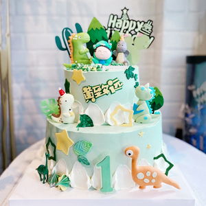 烘焙蛋糕装饰摆件软陶恐龙宝宝三角龙插件男孩生日玩具派对甜品台