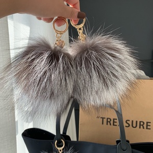 高档真毛~玄狐毛毛球挂件个性创意可爱毛绒球汽车钥匙扣包包挂饰