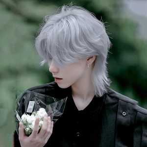 狼尾假发男短发奶奶灰色日系鲻鱼头自然帅气男士假发全头套式发型