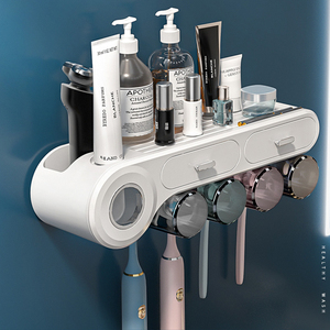 电动牙刷架免打孔壁挂漱口杯套装轻奢风卫生间浴室牙膏牙刷置物架