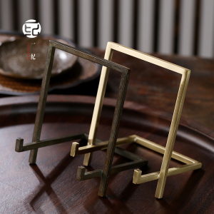 手工复古铜茶架展示架茶棚放普洱茶茶饼茶托支架高端小型摆件茶具
