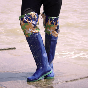 插田水鞋种田轻便松紧高筒靴水鞋平底水裤水鞋连体农业防晒田里