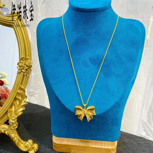 伊诺珠宝足金999黄金镂空花丝蝴蝶吊坠套链5g工艺新品项链百搭