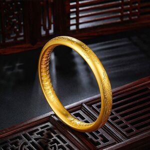 官方糊涂老庙祝黄金手镯女款 传承古法金手镯女款 999足金龙凤镯