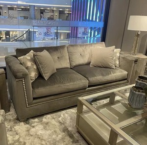美式art家具莫里印象绒布沙发美式灰色复古三人沙发法式轻奢组合