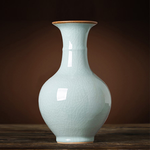 景德镇陶瓷器仿古青瓷花瓶中式瓷瓶家居插花客厅电视柜装饰品摆件