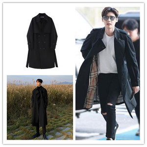 李钟硕同款大衣韩版风衣男中长款宽松过膝双排扣外套秋冬加厚大衣