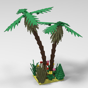 兼容乐高 moc积木场景沙滩海洋配件椰子树花草树木高树植物灌木丛