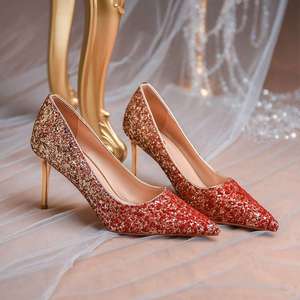 主婚纱婚鞋冬季新娘鞋女2020年新款回门鞋结婚高跟鞋子公主水晶鞋