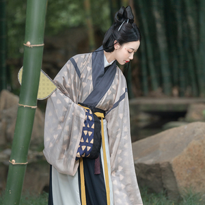 亨贞汉服女正品原创晋制间色交窬裙天丝上襦直袖交领襦原创印花