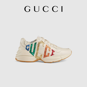 gucci古驰rhyton系列女士饰闪亮gucci标识皮革老爹鞋运动鞋