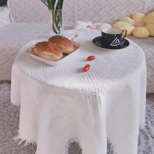 法式针织桌布小圆桌方桌床头盖巾ins风多功能毯防尘盖布餐桌盖布