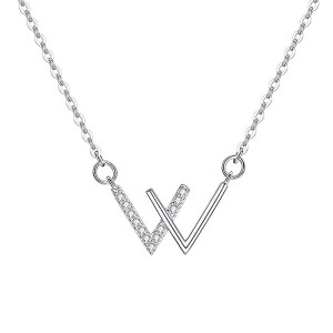 纯银项链女足银小众设计轻奢不褪色w字母百搭锁骨链女友首饰礼物