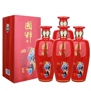 42度国粹彩瓷30纯粮食白酒浓香型500ml*4整箱礼盒固态发酵低度酒