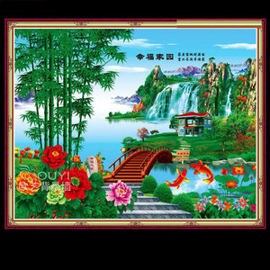 乡村影壁瓷砖画 迎门影壁 迎门墙瓷砖壁画 庭院影壁 金桥富路壁画