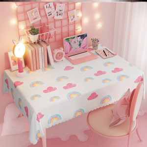 少女心桌布ins粉色公主风加厚款方桌子学习桌大号围布森系保护套