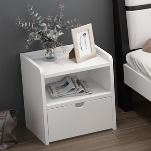 全实木床头柜白色卧室北欧储物柜现代简约松木床边收纳柜子