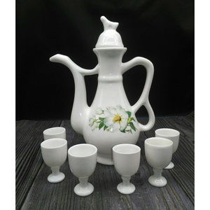 陶瓷酒壶花雕酒壶老式酒壶配迷你3钱高脚酒杯瓷酒壶套装小/大号