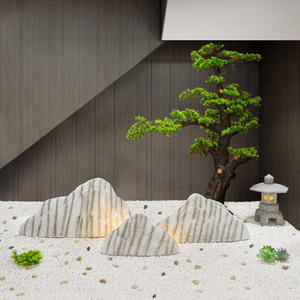仿真雪浪石切片组合角落景观日式枯山水造景摆件楼梯间假山石装饰
