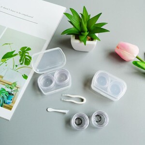 全透明分体式简约隐形眼镜盒伴侣盒护理盒便携式隐形近视眼镜盒