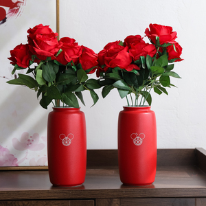 唐呈花瓶摆件陶瓷中国红色喜庆婚家居客厅餐桌插花装饰品结婚礼物