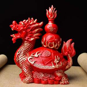 客厅荣归2021开光赐瑞摆件牛年红色龙龟神龟向吉禄办公室卧室饰品