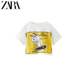 zara 春装新款 童装女童 花生漫画史努比印花短袖t恤 0377601 300