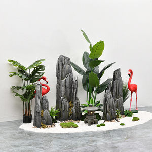 仿真斧劈石组合户外假山石造景庭院软装室内玄关微景观装饰品摆件